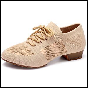 Lace-Up Split-Sole Dance Shoes Flexible Knit Athletic Practice Salsa Ballroom